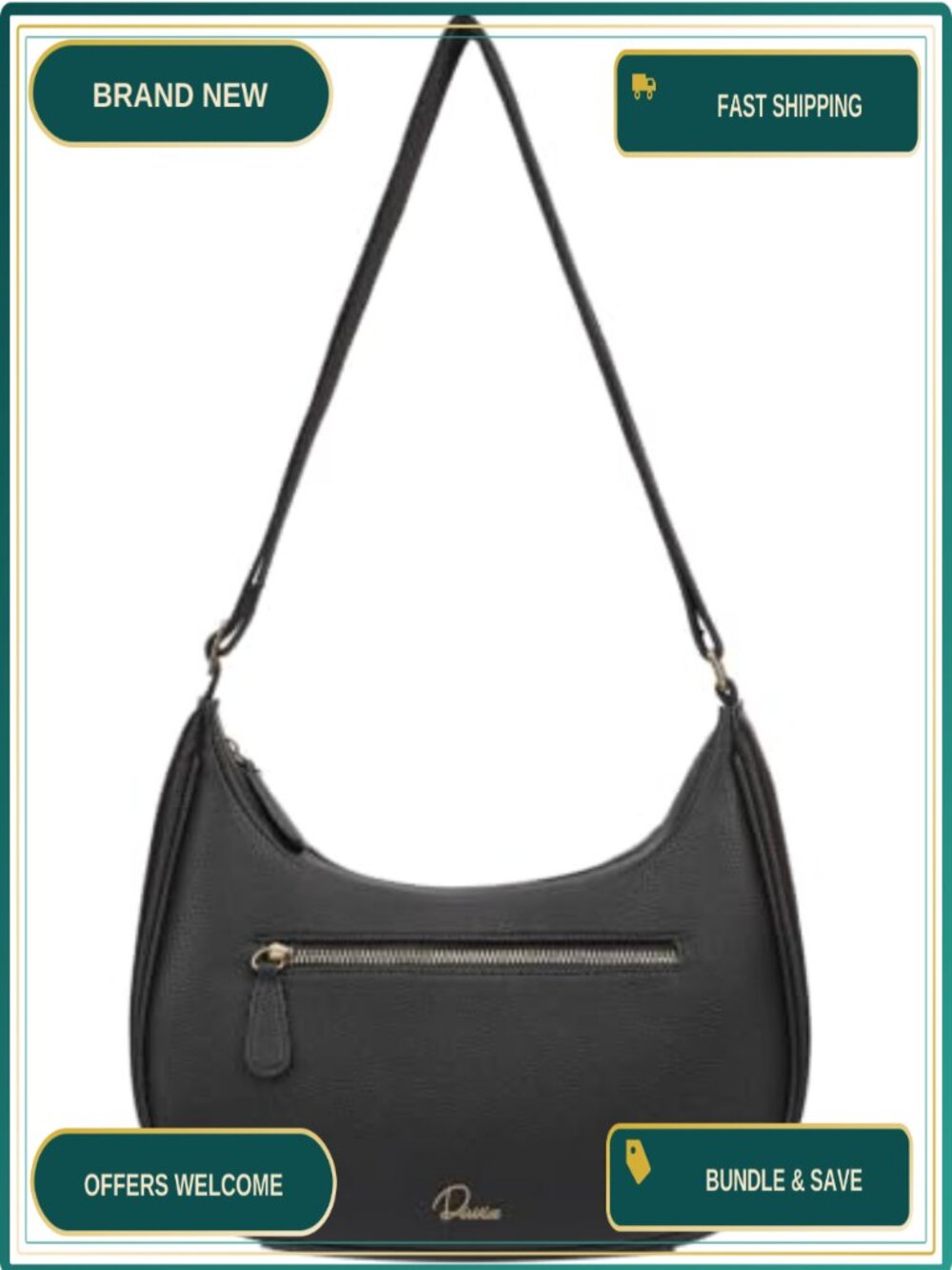 Crescent Shoulder Bag Vegan Leather Hobo Crossbody Purse Minimalist Adjustable